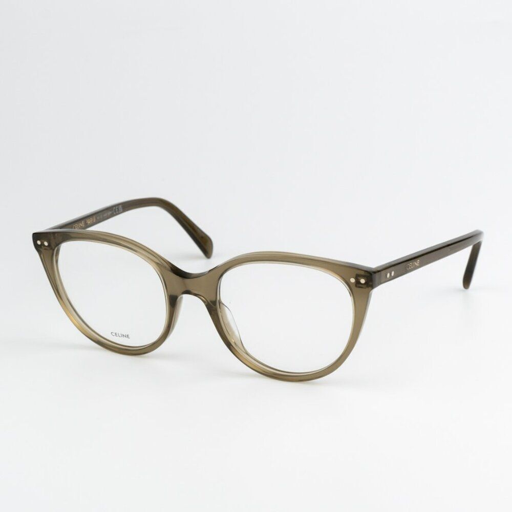 NEW Celine CL50068I 093 CELINE THIN Shiny Transparent Khaki Eyeglasses - Picture 3 of 10